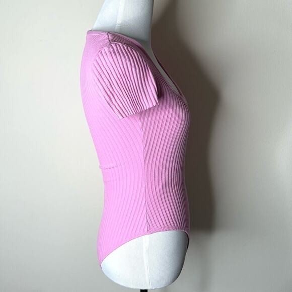 Zara Pink Ribbed Short Sleeve Bodysuit - Picture 7 of 8